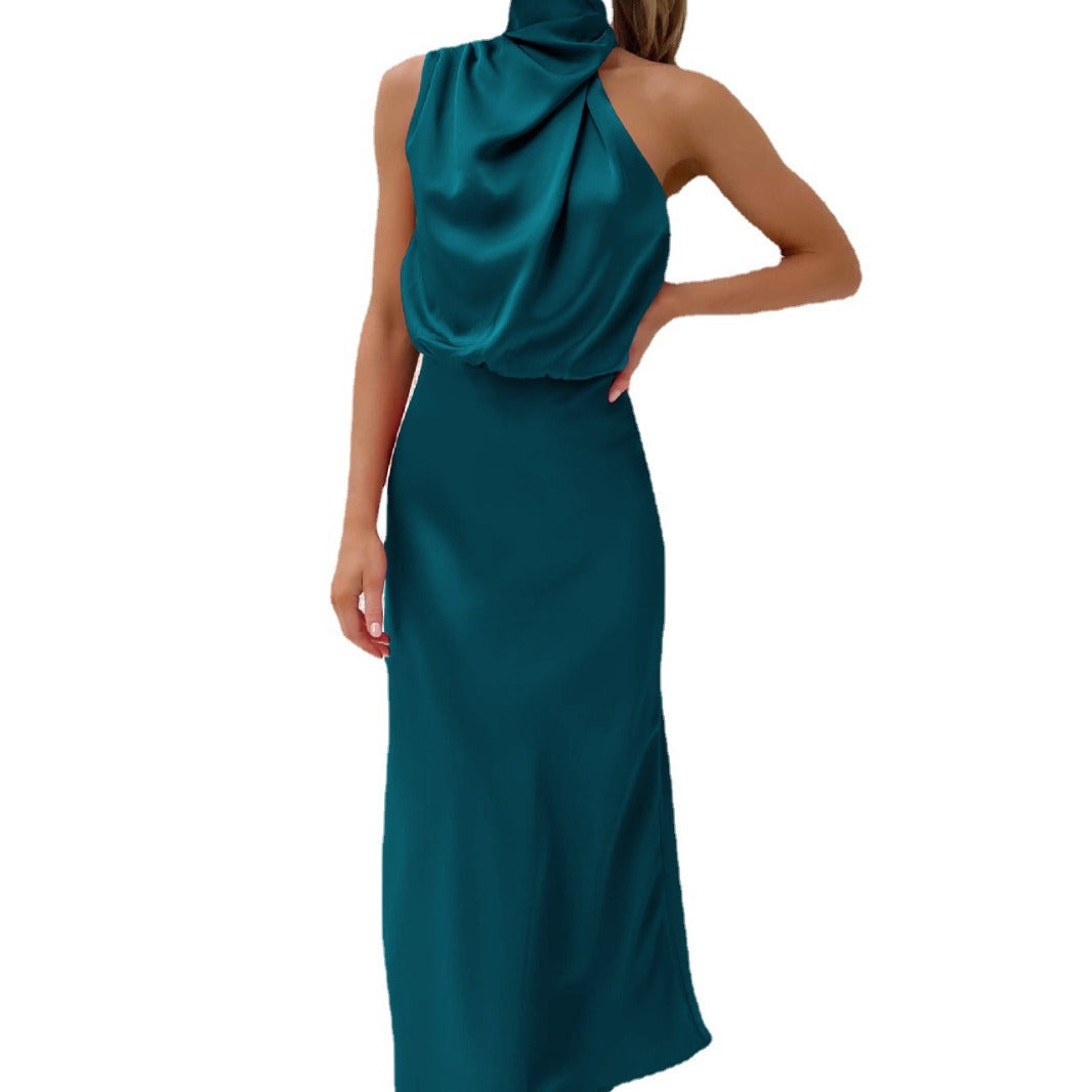 Wholesale  spring and summer hot new high-end satin sleeveless dress elegant